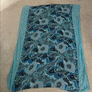 Blue and Black Floral Scarf